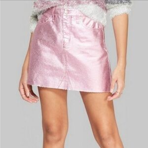 Wild Fable Women’s Plus Size Metallic Pink Denim Mini Skirt - NWT